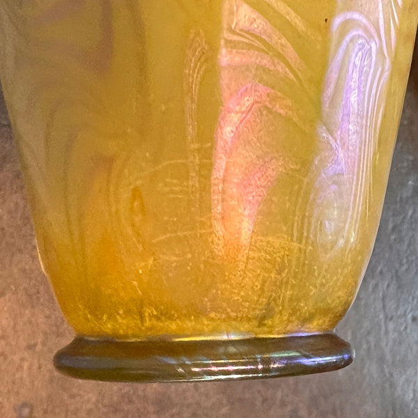 Small American Tiffany Studios LCT Favrile Glass Gold King Tut Vase