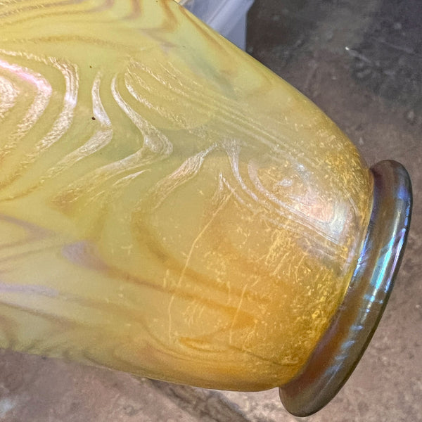 Small American Tiffany Studios LCT Favrile Glass Gold King Tut Vase