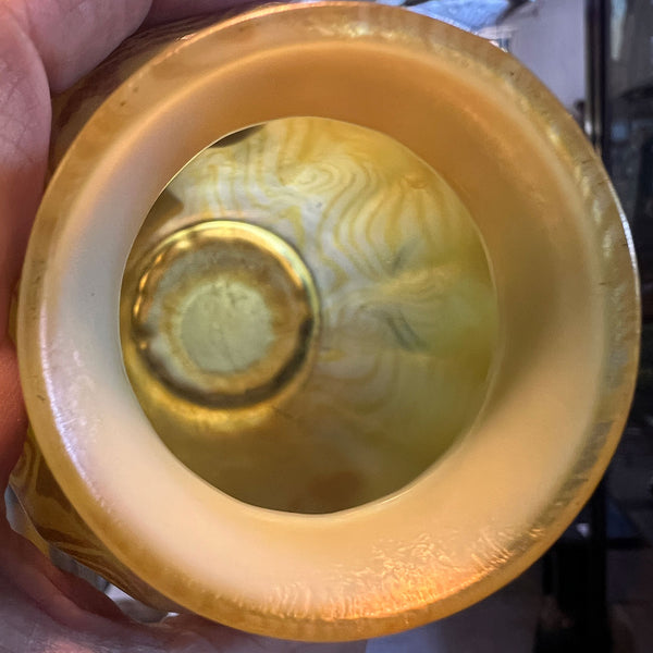 Small American Tiffany Studios LCT Favrile Glass Gold King Tut Vase