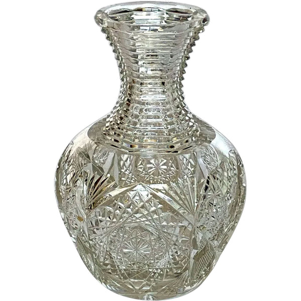 Large American Brilliant Period Cut Crystal Glass Carafe or Vase