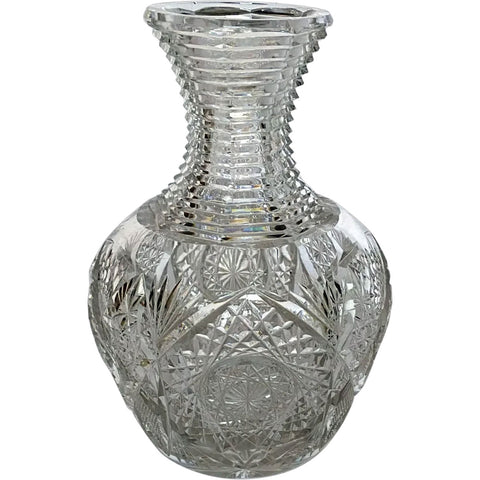 Large American Brilliant Period Cut Crystal Glass Carafe or Vase