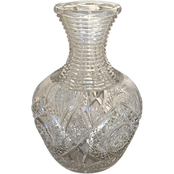 Large American Brilliant Period Cut Crystal Glass Carafe or Vase