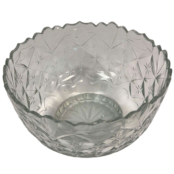 Cork Irish Glass Footed Round Scallop-Edge Cut Glass Bowl