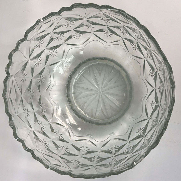 Cork Irish Glass Footed Round Scallop-Edge Cut Glass Bowl