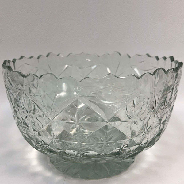 Cork Irish Glass Footed Round Scallop-Edge Cut Glass Bowl