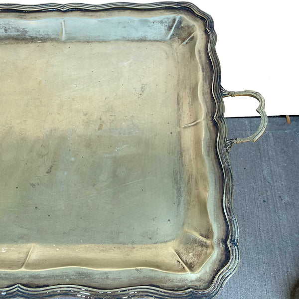 Large Mexican Holler & Saunders Alpaca Metal Tray Wrought Iron Table