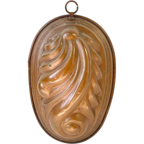 Large English Patinated Copper Tin-Lined Pudding or Baking Mold