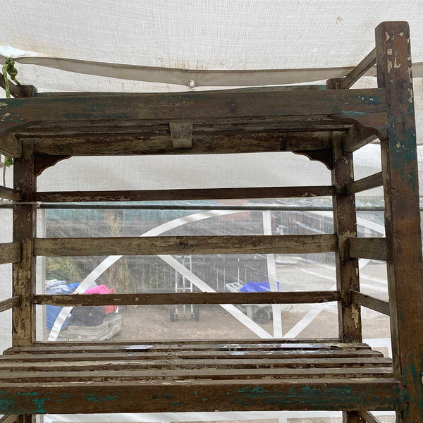 Large Industrial Primitive Teak or Walnut Open Shelf