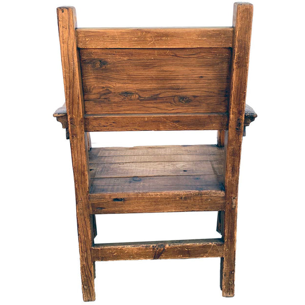 Large Vintage Mexican Spanish Colonial Style Pine Armchair