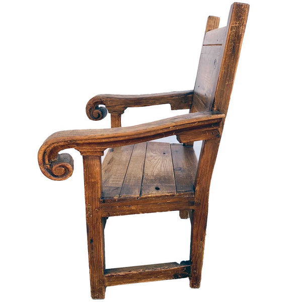 Large Vintage Mexican Spanish Colonial Style Pine Armchair