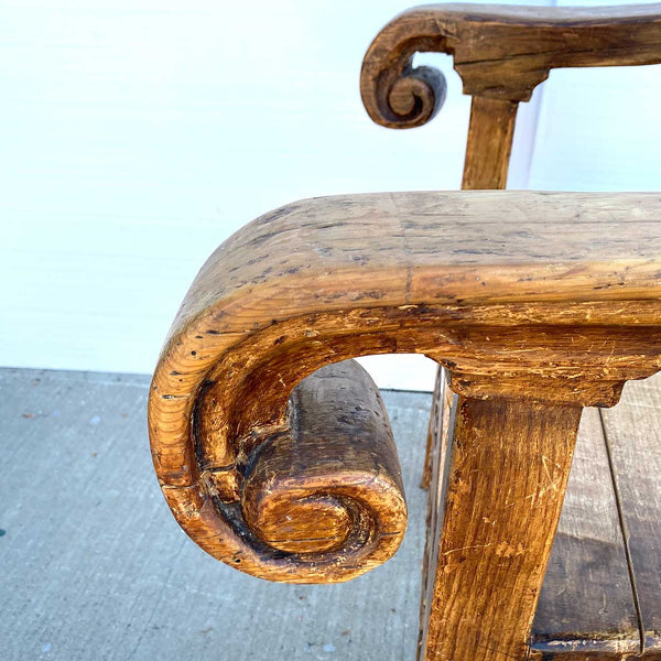 Large Vintage Mexican Spanish Colonial Style Pine Armchair