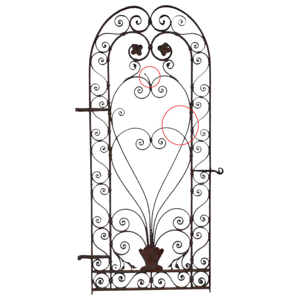 American Wrought Iron Arched Architectural Garden Gate