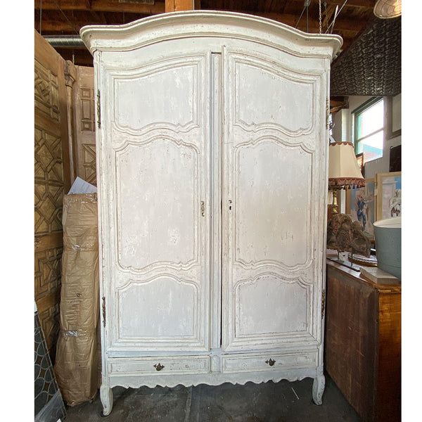 Large French Provincial Louis XV Chateau Painted Oak Armoire
