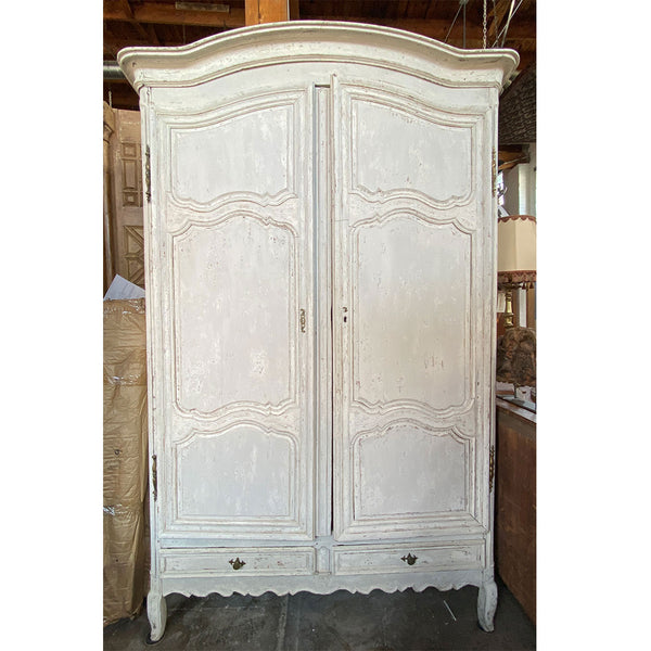 Large French Provincial Louis XV Chateau Painted Oak Armoire