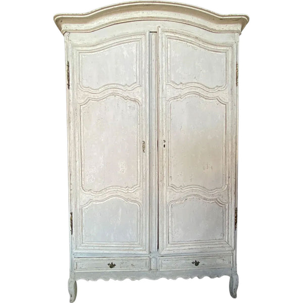 Large French Provincial Louis XV Chateau Painted Oak Armoire