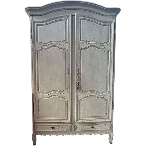 Large French Provincial Louis XV Chateau Painted Oak Armoire