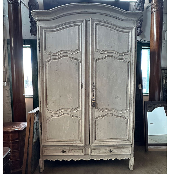 Large French Provincial Louis XV Chateau Painted Oak Armoire