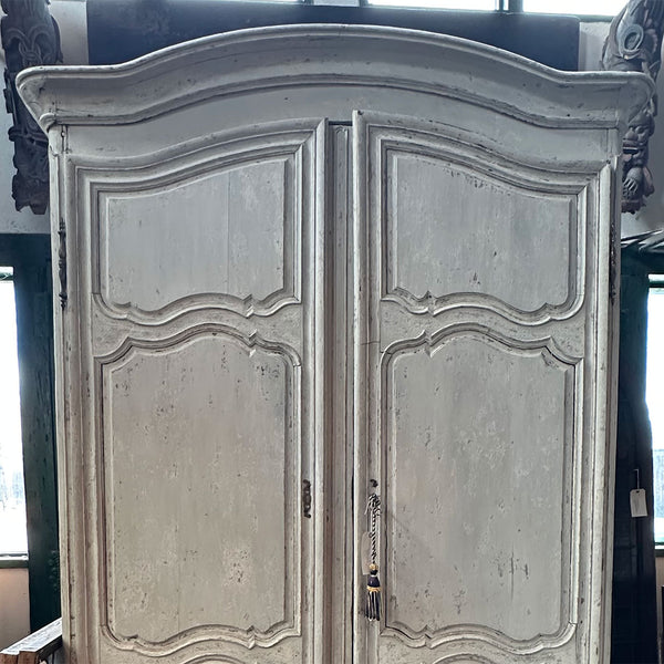 Large French Provincial Louis XV Chateau Painted Oak Armoire