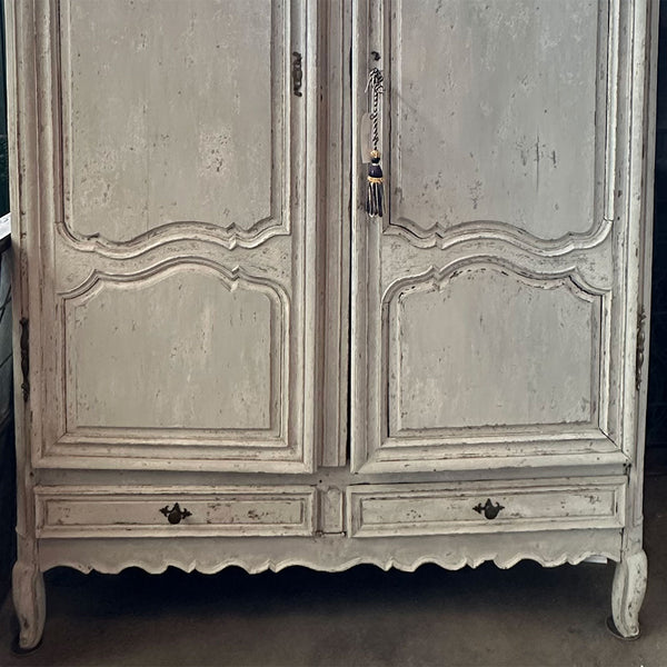 Large French Provincial Louis XV Chateau Painted Oak Armoire