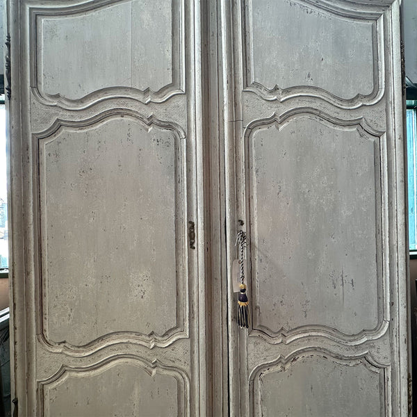 Large French Provincial Louis XV Chateau Painted Oak Armoire