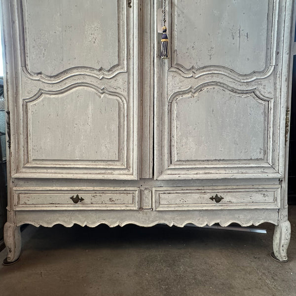 Large French Provincial Louis XV Chateau Painted Oak Armoire