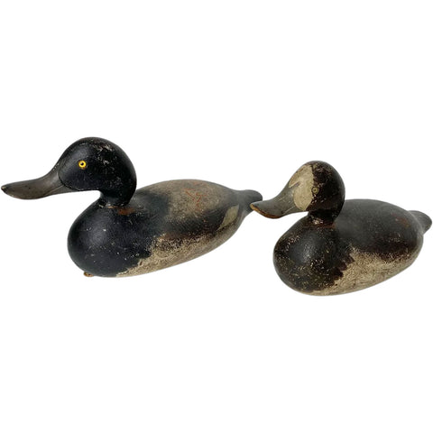 Set of Two American Mason Challenge Grade Painted Wood Bluebill Duck Decoys