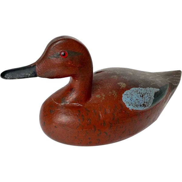 Vintage American Leo Tocchini Painted Wood Cinnamon Teal Drake Duck Decoy