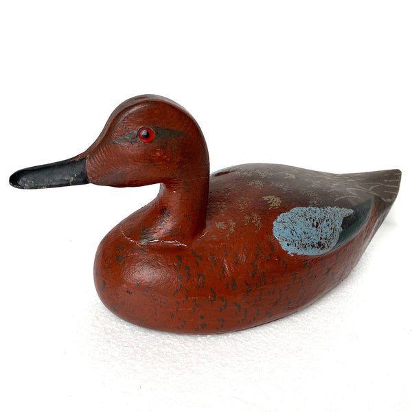 Vintage American Leo Tocchini Painted Wood Cinnamon Teal Drake Duck Decoy