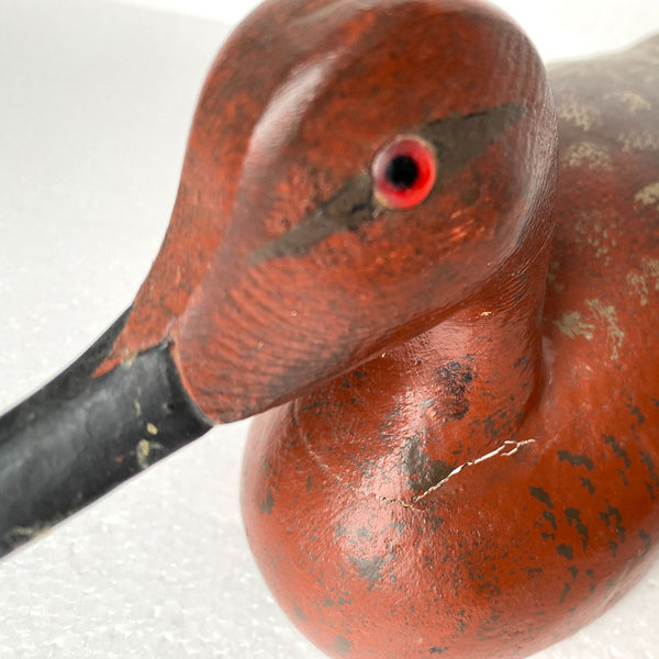 Vintage American Leo Tocchini Painted Wood Cinnamon Teal Drake Duck Decoy