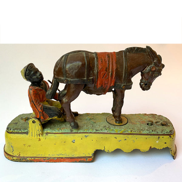 American J. & E. Stevens Painted Cast Iron I Always Did Spise a Mule Mechanical Bank