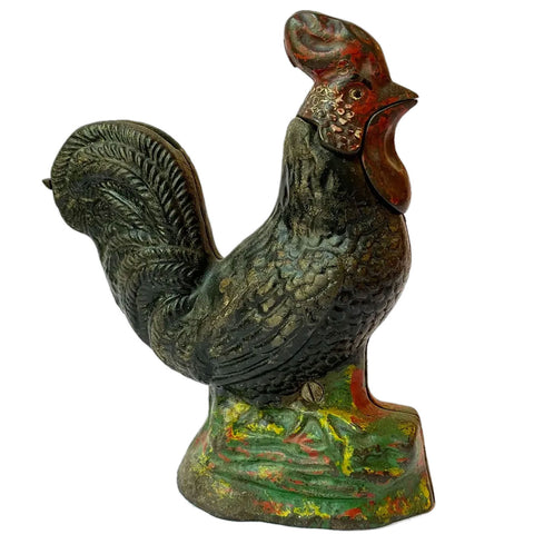 American Kyser & Rex Painted Cast Iron Rooster Mechanical Bank