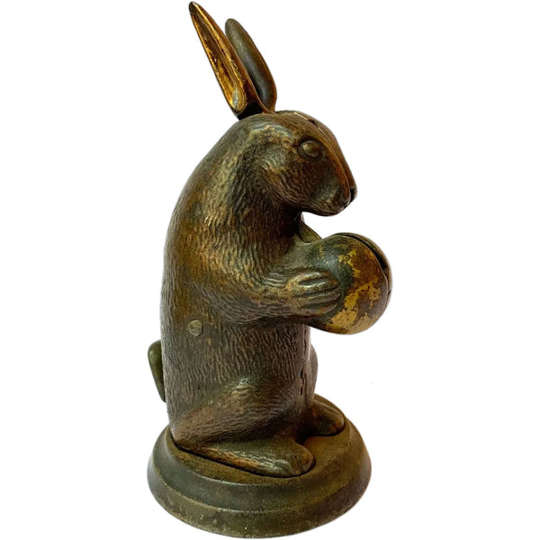 American Lockwood Mfg. Painted Cast Iron Rabbit Standing Mechanical Bank