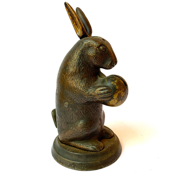 American Lockwood Mfg. Painted Cast Iron Rabbit Standing Mechanical Bank