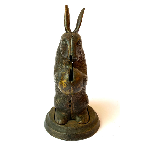 American Lockwood Mfg. Painted Cast Iron Rabbit Standing Mechanical Bank