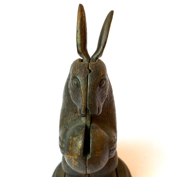 American Lockwood Mfg. Painted Cast Iron Rabbit Standing Mechanical Bank