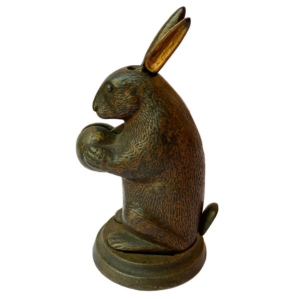 American Lockwood Mfg. Painted Cast Iron Rabbit Standing Mechanical Bank