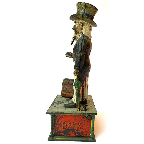 American Shepard Hardware Co. Painted Cast Iron Uncle Sam Mechanical Bank