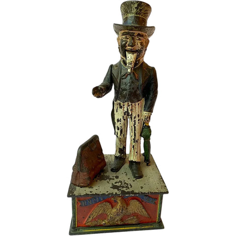 American Shepard Hardware Co. Painted Cast Iron Uncle Sam Mechanical Bank