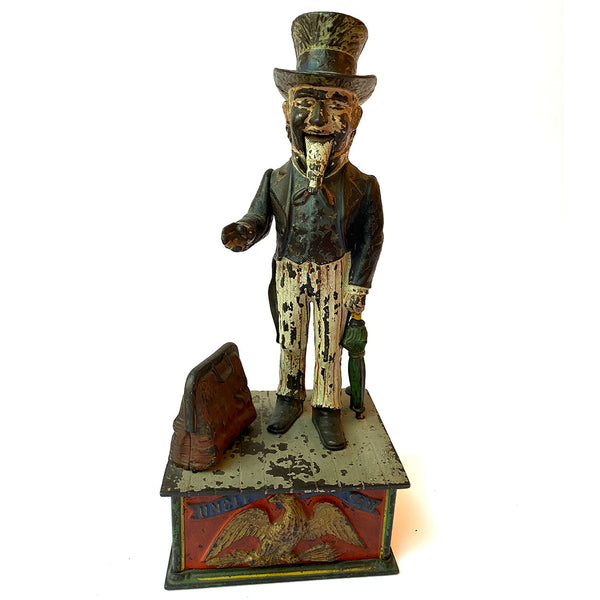 American Shepard Hardware Co. Painted Cast Iron Uncle Sam Mechanical Bank