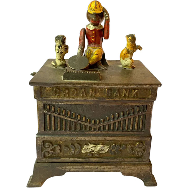 American Kyser & Rex Painted Cast Iron Organ Bank Mechanical Bank