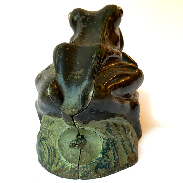 American J & E. Stevens Painted Cast Iron Two Frogs Mechanical Bank