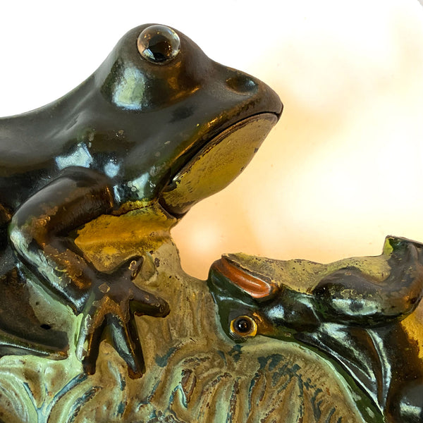 American J & E. Stevens Painted Cast Iron Two Frogs Mechanical Bank