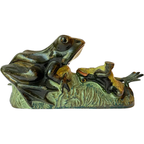 American J & E. Stevens Painted Cast Iron Two Frogs Mechanical Bank