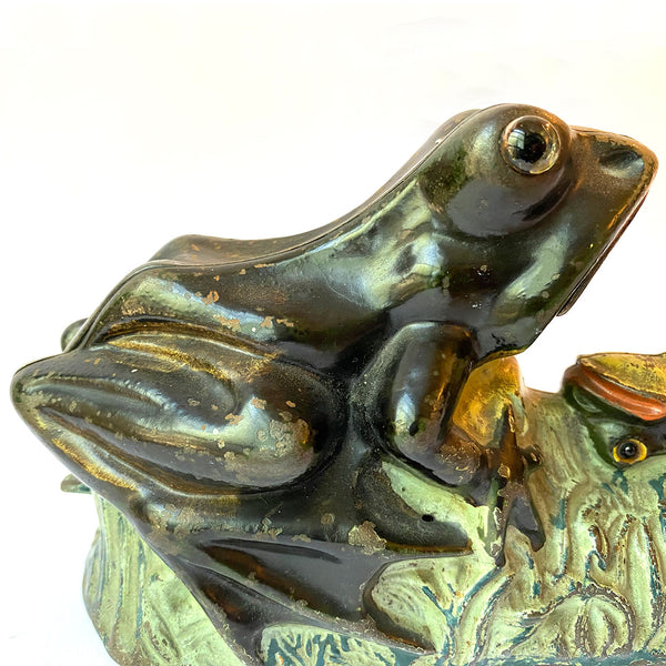 American J & E. Stevens Painted Cast Iron Two Frogs Mechanical Bank