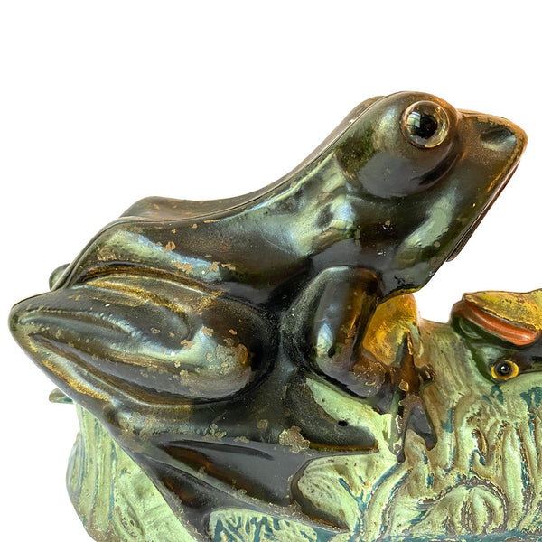 American J & E. Stevens Painted Cast Iron Two Frogs Mechanical Bank