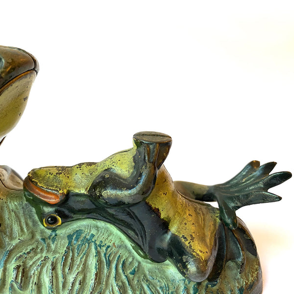 American J & E. Stevens Painted Cast Iron Two Frogs Mechanical Bank