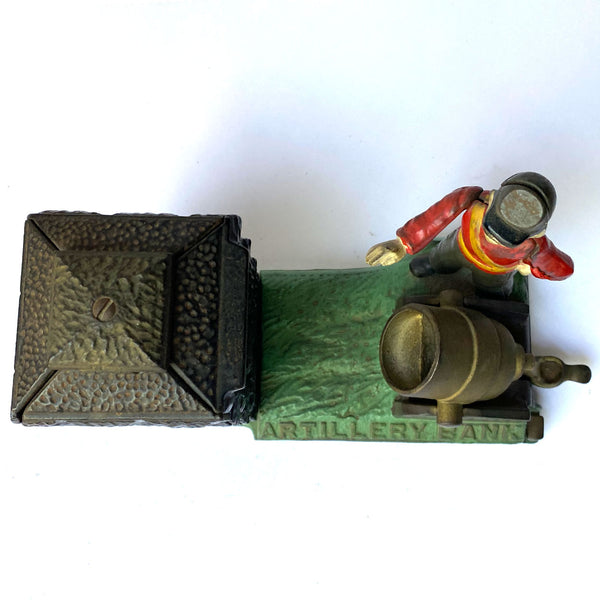 American J. & E. Stevens Painted Cast Iron Confederate Artillery Bank Mechanical Bank