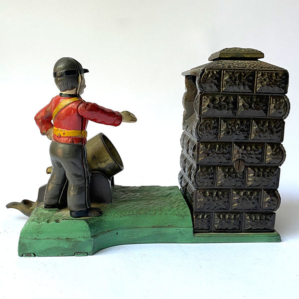 American J. & E. Stevens Painted Cast Iron Confederate Artillery Bank Mechanical Bank