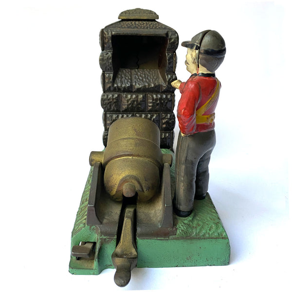 American J. & E. Stevens Painted Cast Iron Confederate Artillery Bank Mechanical Bank