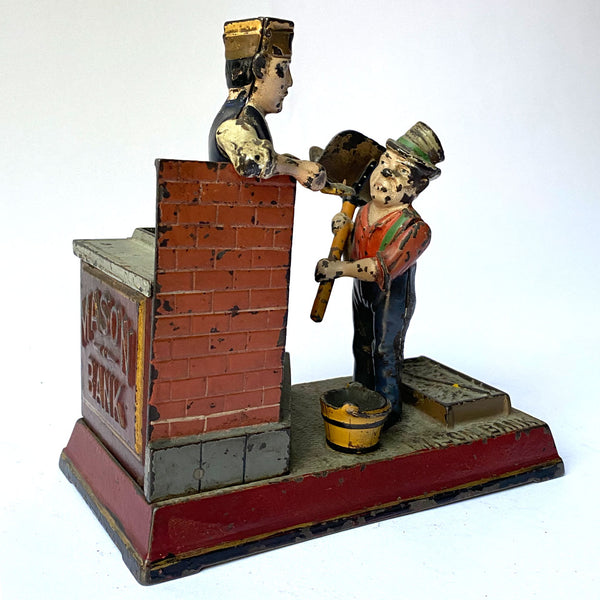 American Shepard Hardware Co. Painted Cast Iron Mason Bank Mechanical Bank